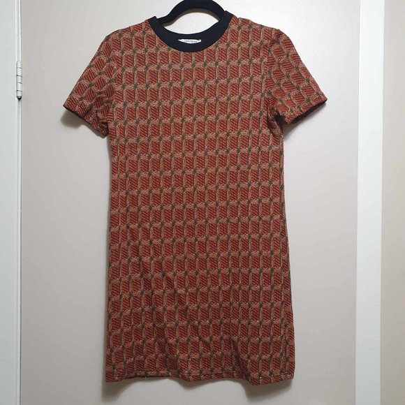 ZARA Orange Jaquard Mini Dress - S - Picture 2 of 6